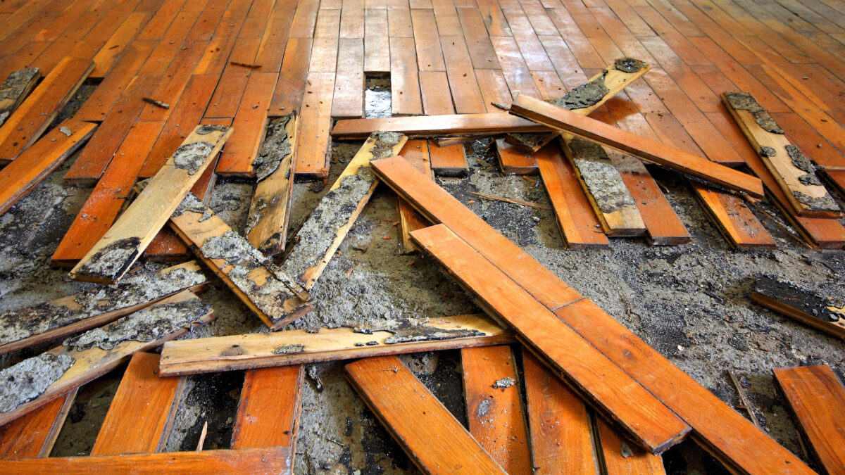 flood damage restoration floorboards